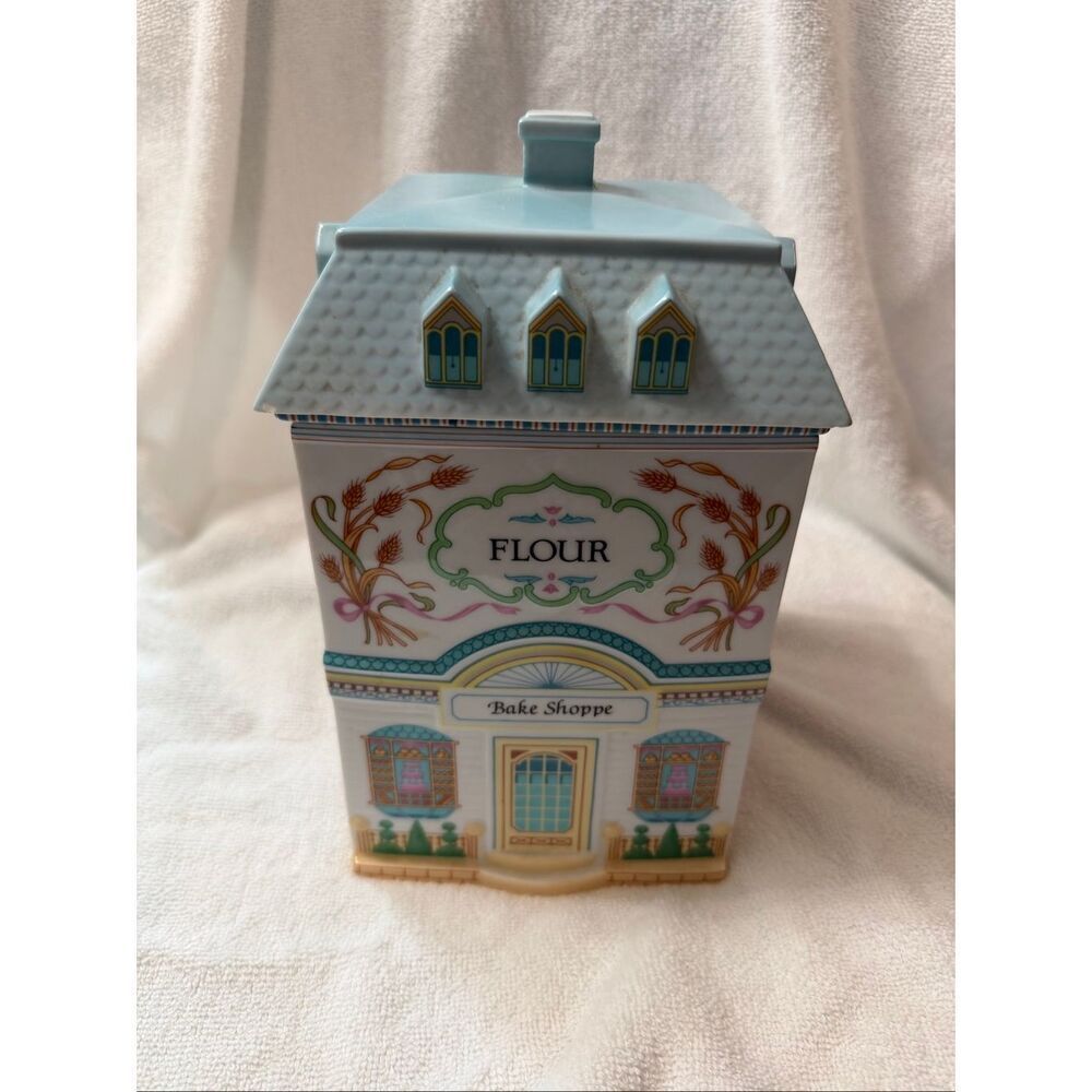 Vintage 1990 Lenox Village Canisters Flour Bake Shoppe fine porcelain with lid